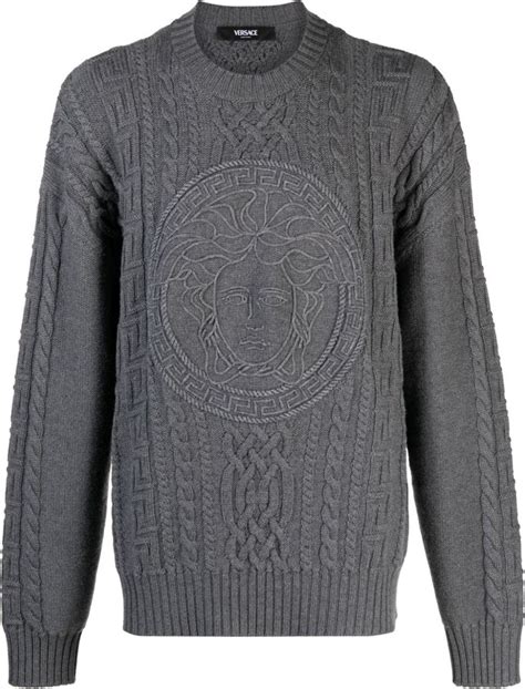 Versace Medusa Logo Knit Crewneck Sweater 